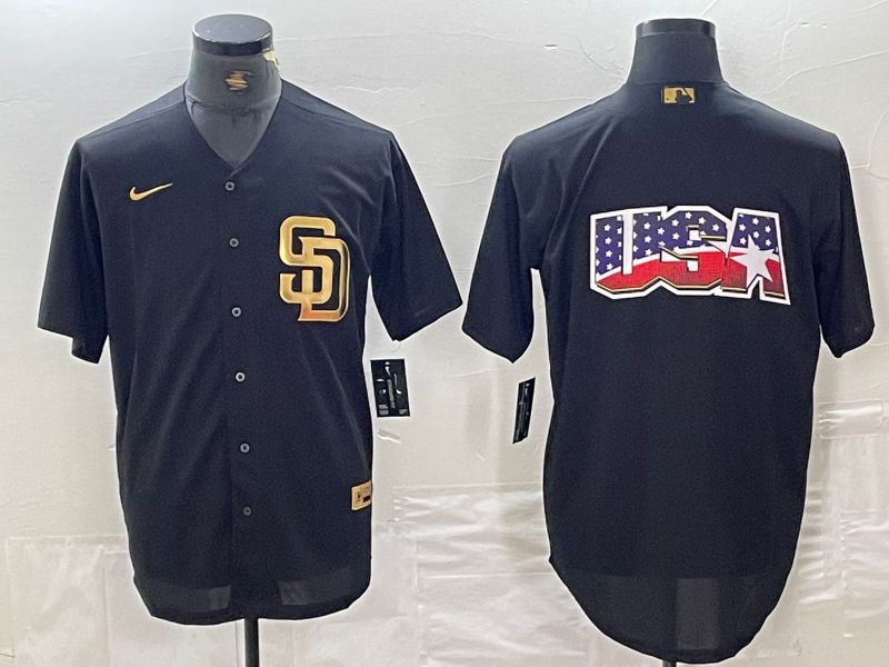 Men San Diego Padres Blank Black gold 4 th generation Nike 2024 MLB Jersey style 2